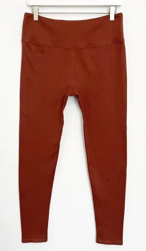 Leggings High Rise Brown Ribbed Full Length Athletic Gym‎ Workout Activewear thumbnail 1