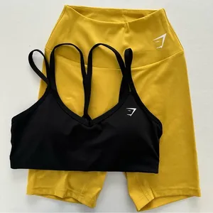 Gymshark S/S Training Cycling Shorts & Strap Feature Sports Bra Set thumbnail 1