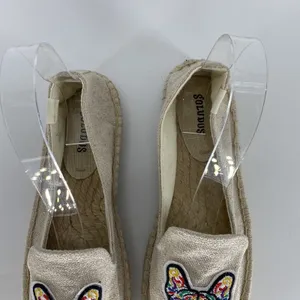 Soludos Frenchie Embroidered Platform Smoking Slipper (Sand) coastal size 9 thumbnail 7