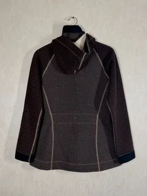 Prana Women’s Bijou Jacket Fleece Lined Wool Blend Hooded Full Zip in Brown L thumbnail 4