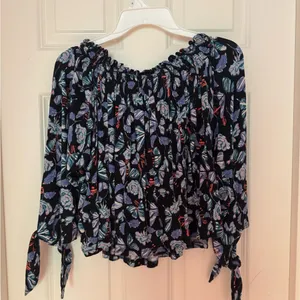 We the Free People Lexington Off Shoulder Stretchy Knit Floral Top Small‎ thumbnail 7