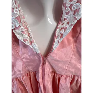 Vintage Alfred Angelo Floral Jacquard Midi Dress Lace Trim‎ Basque Waist 80s XS thumbnail 9