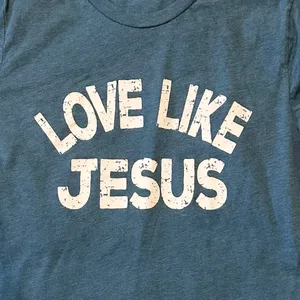 Bella Canvas -“Love Like Jesus” Tee-Blue/Teal-EUC-Large thumbnail 5