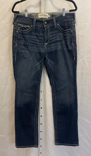 Ariat Real Straight Icon Jeans - Womens Size 31R - Blue thumbnail 1