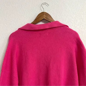 On 34th Womens Sweater Barbie Pink Collared Pullover V Neck Plus Size 2X thumbnail 5