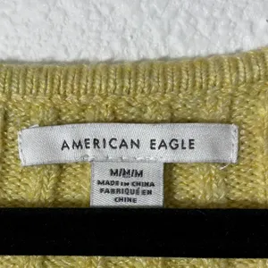 American Eagle Women's Size M Button-Front Cardigan Green-Yellow Cozy Cropped thumbnail 5