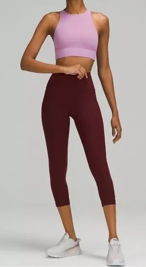 LULULEMON Burgundy Pace Rival‎ High-Rise Crop 22" Athletic Leggings Size 6 thumbnail 1