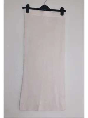 NWT Naadam Silk Cashmere Ribbed Knit Midi Skirt S Pebble Pencil High Waisted thumbnail 6