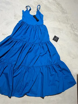 Lulus loveable cutie Blue sleeveless Tiered Midi Dress small NWT thumbnail 4