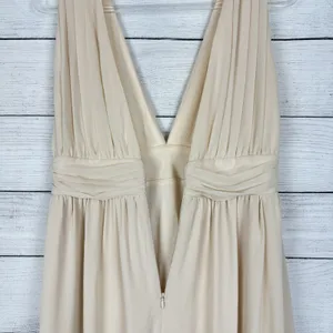 Lulus Heavenly Hues Cream Maxi Chiffon Dress Sz Medium Wedding‎ Bridesmaid Gala thumbnail 9