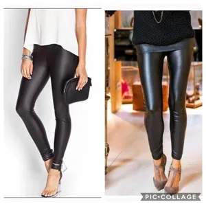 Express faux leather black leggings Sz L thumbnail 3