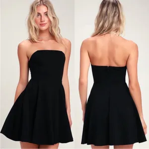 Lulus About A Twirl Black Strapless Fit‎ & Flare Skater Mini Dress Sz M NEW thumbnail 2