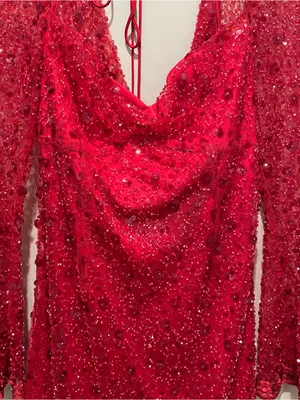 For Love & Lemons Gwendolyn Red Sequin Open Back Mini Dress Women’s Size Medium thumbnail 6