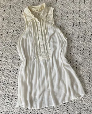 Free People Gauze Sleeveless Lace Tunic Top Cream (Medium) thumbnail 1