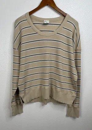 Aerie Offline Striped Waffle‎ Knit Long Sleeve Shirt Size Medium thumbnail 1