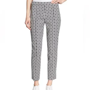 Tory Burch Women’s Callie Jaquard Seamed Black Ivory Mid Rise Cropped Pants Sz 8 thumbnail 12