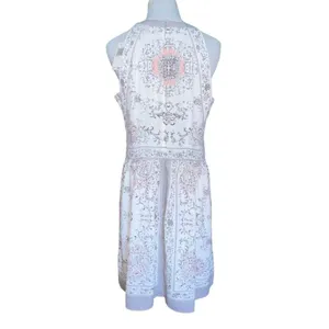 Philosophy‎ Grey Ivory Pink Floral Sleeveless Crew Neck Mini Dress Large Lined thumbnail 3