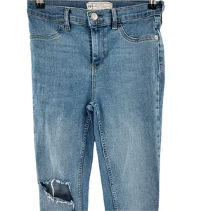 Free People Distressed Light Wash High Rise Stretch Skinny Jeans 26 S Short thumbnail 6