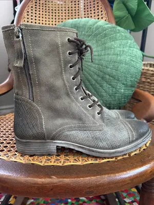 ROAN Affair P Taupe Suede Leather Lace Up Side Zip Military Granny Grunge Boots thumbnail 3
