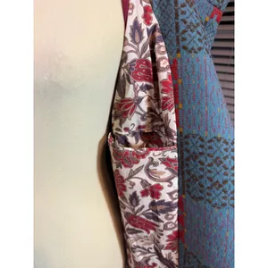 Sundance XS Wool Blend Plaid Long Coat Teal Red Boho Cottagecore Artsy Statement thumbnail 8
