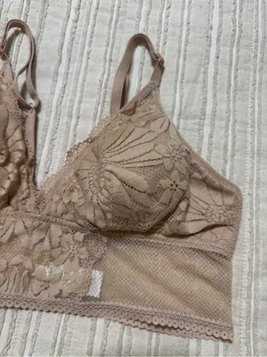 aerie Lace Longline Bralette Tan thumbnail 2