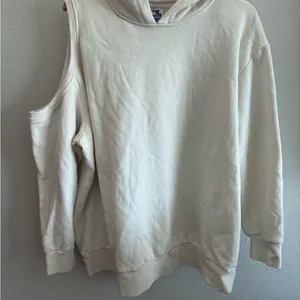 Future Collective One Cold Shoulder Pullover‎ Hoodie Cream Size 1X thumbnail 1