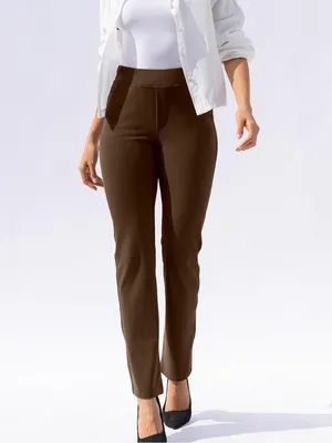 VOOVEEYA Women's Yoga Straight Leg Pants with Pockets High Waisted Brown. Size L thumbnail 5