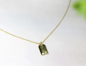 14k gold plated 925 sterling silver zirconia tag pendant necklace thumbnail 4