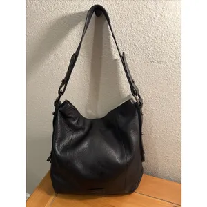Tahari ASL Black Pebbled Leather Slouchy Hobo Shoulder Bag Adjustable Strap thumbnail 2