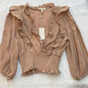 Grade & Gather Smocked Ruffle Top Surplice V Neck thumbnail 1