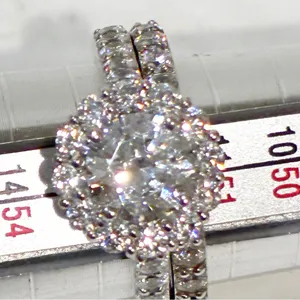 Swarovski Sterling Silver 925 Platinum Flower‎ Halo Ring Band Set Size 6 NEW thumbnail 6