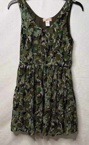 Band of gypsies camo camouflage sleeveless fit and flare pleated dress sz S thumbnail 1