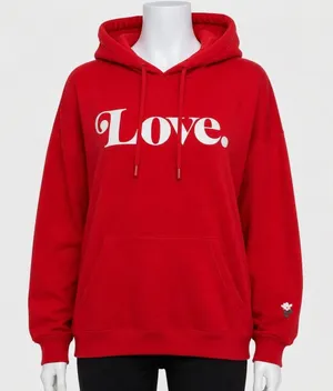 Universal Threads Red Love Graphic‎ Oversized Hoodie Sweatshirt XXL Flower Detail thumbnail 1