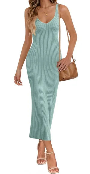 Merokeety Sage Green Knit Dress thumbnail 1