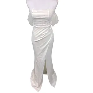 Lulus Profound Glamour Ivory Pearl Off-the-Shoulder Tulip Maxi Dress Size S NWOT thumbnail 2