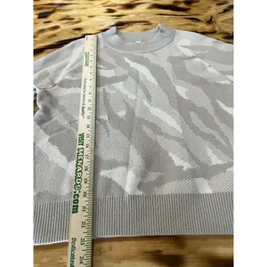 Athleta Jacquard Textured Crew Sweater‎ Small ABSTRACT CREAM #632069 $129 Preppy thumbnail 3