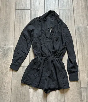 superdown Black Long-Sleeve Surplice Romper thumbnail 1
