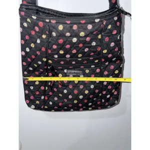 Vera Bradley Havana Polka Dots Three Zipper Crossbody Bag Purse Satchel Black M thumbnail 10