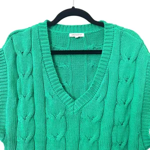 CRESCENT Cable‎ Knit Oversized Vest Green Medium thumbnail 4