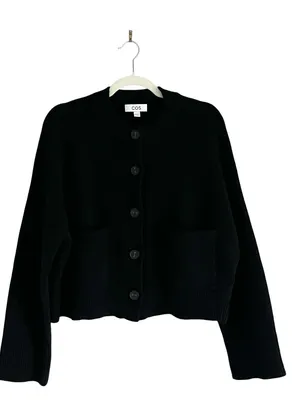 COS Cropped Wool Cardigan black Sz Small thumbnail 2