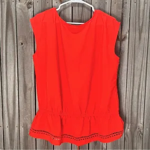 Imperfect‎ Lane Bryant top short sleeved size 14 eyelet tie front tassel top thumbnail 4