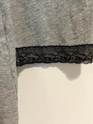 Carole Hochman Grey Robe with Black Lace Trim thumbnail 5