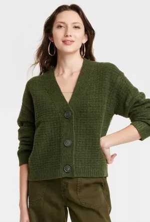 Universal Threads 🌿Olive Green Chunky Knit Cardigan🌿 ~xs thumbnail 1