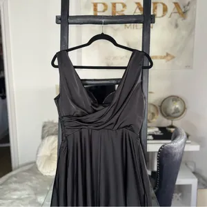 Sau Lee Black Satin Lace Bodice Drape Midi Dress Womens Size US 8 New NWT thumbnail 12