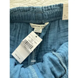 American Eagle Gauzy Pull On Pants Womens Lrg Blue Beachy Travel Resort NWT thumbnail 3