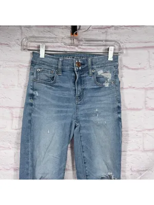 American Eagle Hi-Rise Jegging Women’s Size 00 Short Distressed Skinny Jeans thumbnail 2