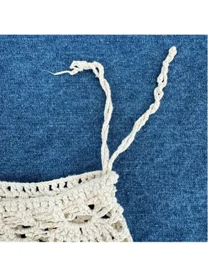 Crochet Lace Angel Skirt Ivory Cream Hand Knit Midi Length Boho Beach Fairy thumbnail 6