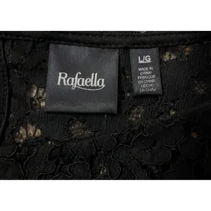 Rafaella Blouse Womens L Used Black Floral Lace Attached Cami thumbnail 6