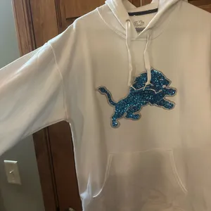 National Football League Detroit lions hoodie sweater sweatshirt! Sequin logo mascot! Size Large thumbnail 3