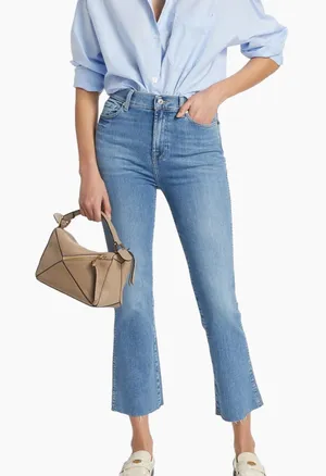 7 For All Mankind Slim Kick High-Rise Cropped Jeans Size 24 Preppy Coastal thumbnail 1
